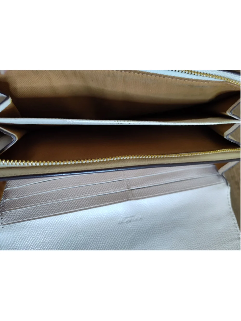 Women's Coach White Leather Wallet with Gold Studs and Floral Accents